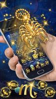 Gold Scorpion Constellation Theme Glitter Galax 포스터