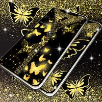 Golden butterflies lock screen 截图 1