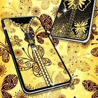 Golden butterflies lock screen 截图 2