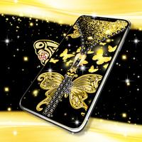 Golden butterflies lock screen 截图 3