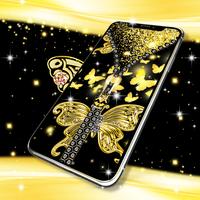 Golden butterflies lock screen ảnh chụp màn hình 3