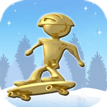 Golden Stickman Ice Skating