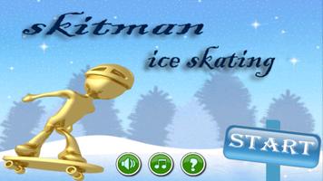 Golden Stickman Ice Skating Affiche