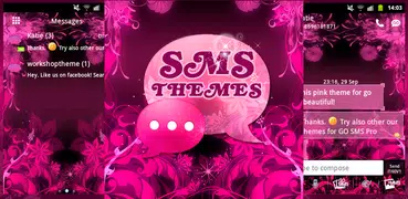 Theme Pink Flower GO SMS