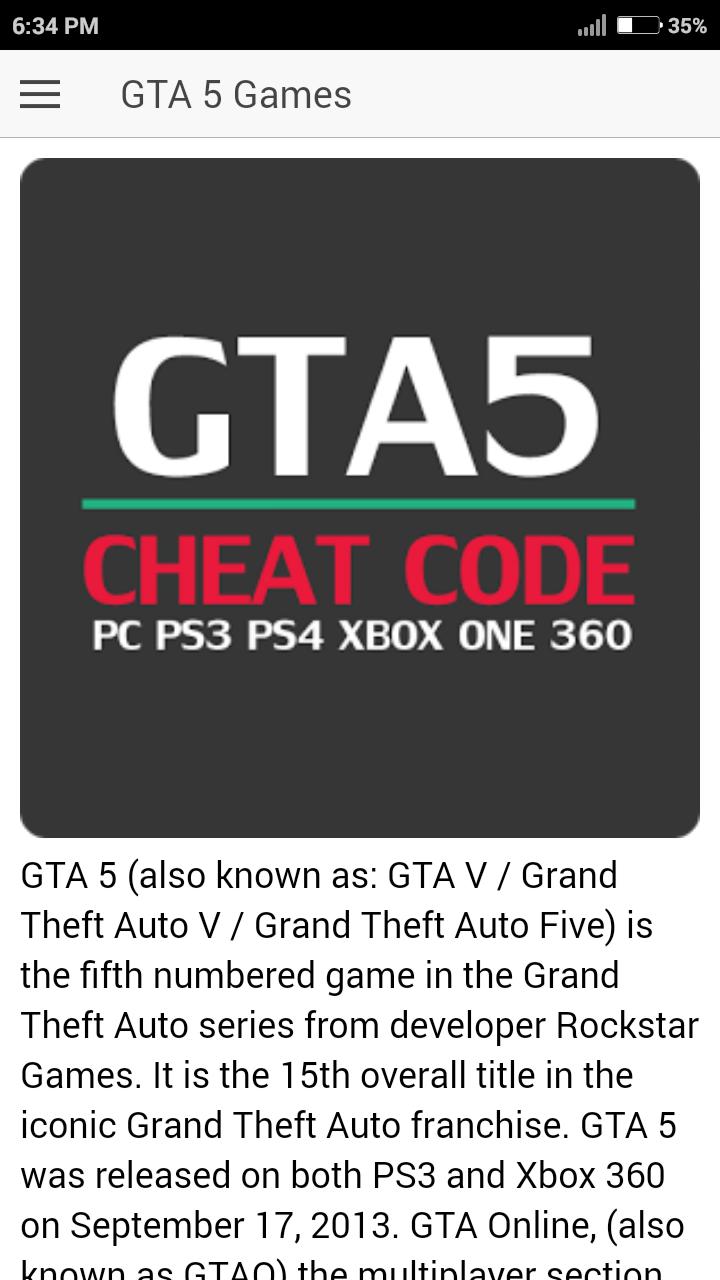 Cheat code for GTA 5 | GRAND THEFT AUTO V Games for Android - APK Download