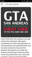 Codes for GTA San Andreas Game poster