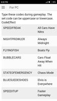 Codes for GTA San Andreas Game скриншот 2