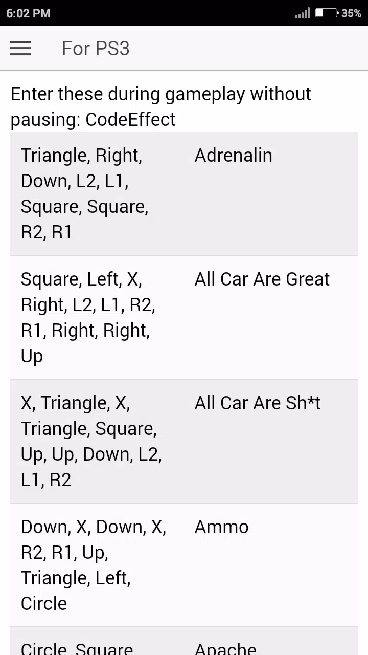 Cheat codes pour GTA san Andreas PS3 