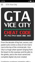 Cheat Code for GRAND THEFT AUTO VICE CITY GTA Game постер
