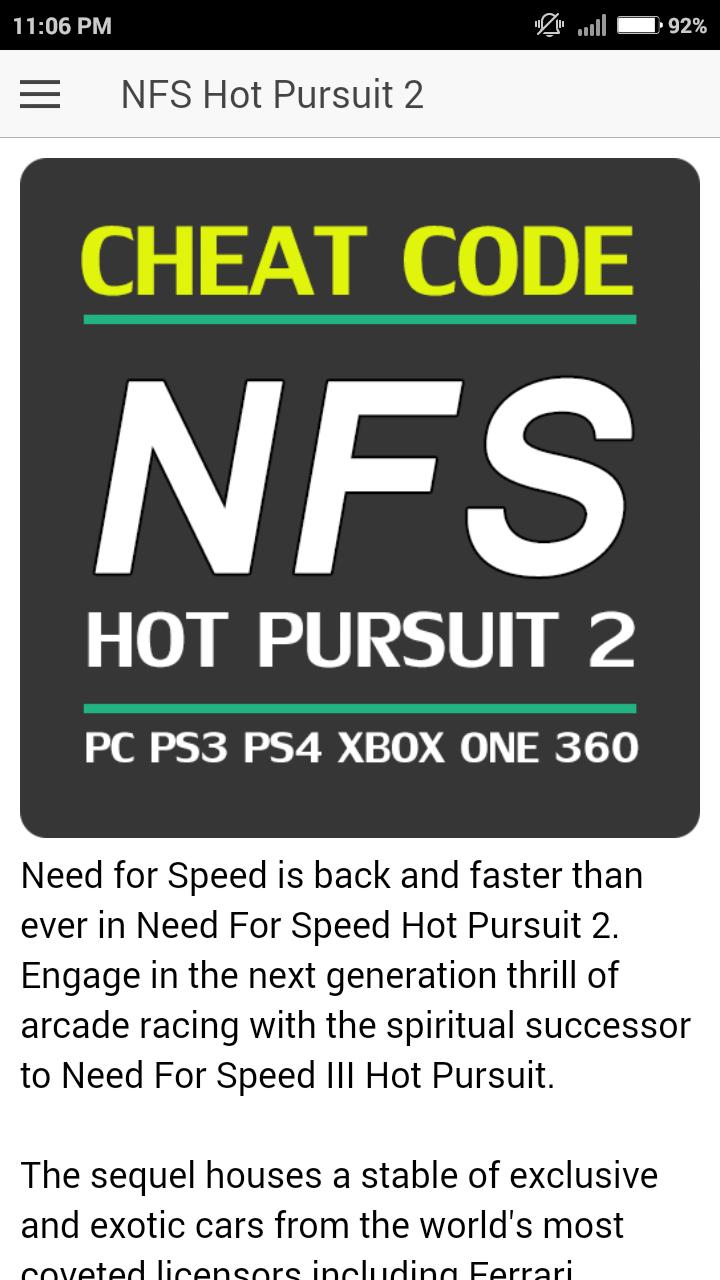 Cheat Code For Need For Speed Hot Pursuit 2 Games For - foggy code roblox