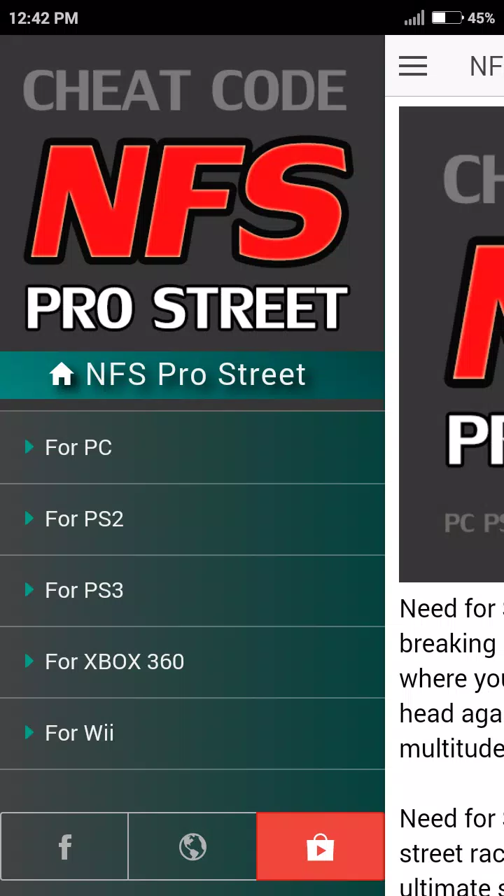 Cheat code for Need for Speed Pro Street Games NFS APK do pobrania na  Androida