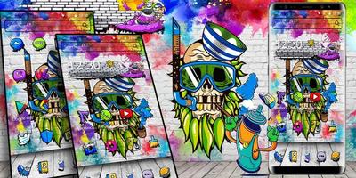 Graffiti Colorful Skull Theme captura de pantalla 3
