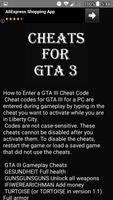 Cheat codes for GTA 3 capture d'écran 2