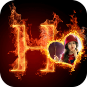 Fire text photo frames icon