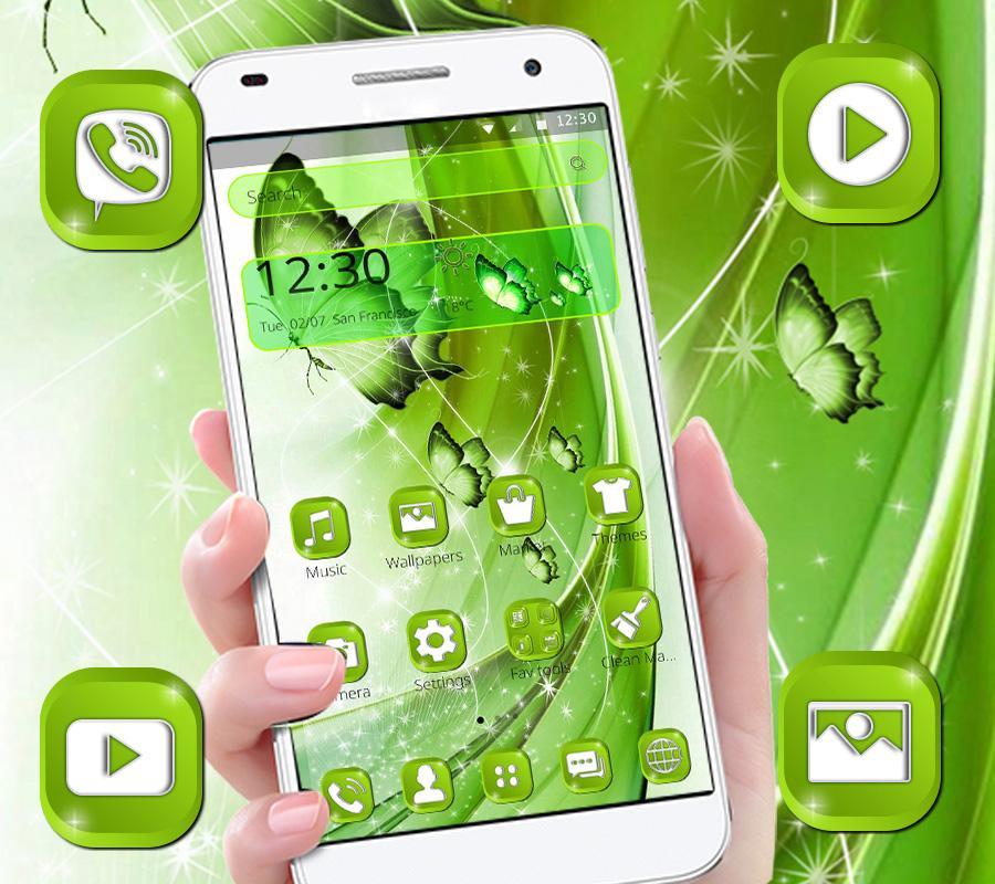 Glitter Green Butterfly Theme For Android Apk Download
