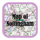 Map of Nottingham, UK icône