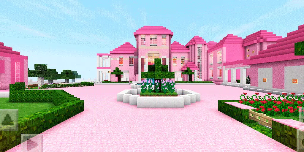 Casa Rosa, Casa da Barbie, Pequeno Jardim no Minecraft