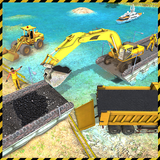 Road River Bridge Construction Zeichen
