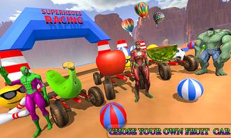 Superhero Fruit Car Race Banana Racing Stunts imagem de tela 3