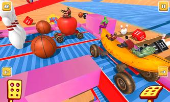 Superhero Fruit Car Race Banana Racing Stunts imagem de tela 2