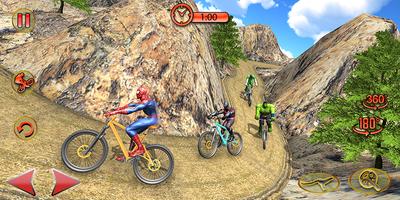 Superhero BMX Bicycle racing hill climb offroad 2 poster