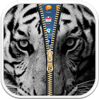 Black tiger Zipper Lock Screen icône