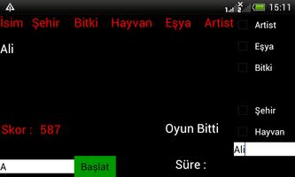 İsim Şehir Oyunu скриншот 3