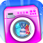 Chica de lavado de lavandería icono