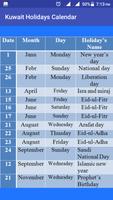 Kuwait Holidays Calendar Affiche