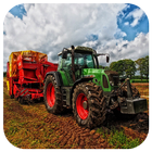 Farm combine harvester puzzle icon