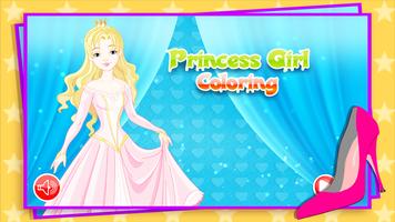 Princess Girl Coloring Affiche