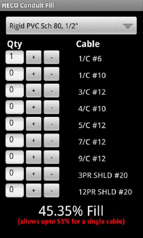 Conduit Fill Calculator For Android Apk Conduit Fill Calculator Screenshot 2