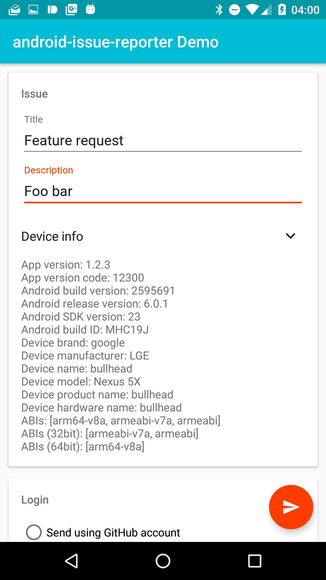 Demo Android. Android issues