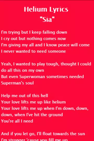 Sia - Helium Lyrics APK for Android Download