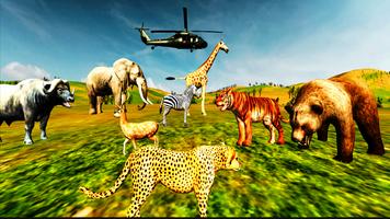 Poster Safari Wild Animal Hunting Helicopter Shooter