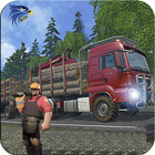 Jungle hout vrachtwagen: heuvel stadsvervoer-icoon