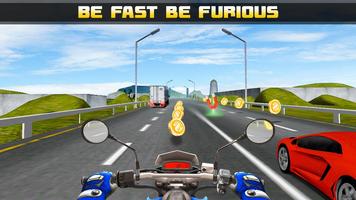 autopista tráfico moto bicicleta jinete 3d juego Poster