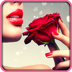fleur rose éditeur de selfie icône