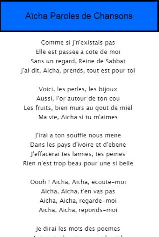Aicha Paroles De Chansons For Android Apk Download