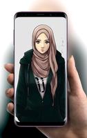 Muslim Hijab Cute Cartoon Wallpapers capture d'écran 1