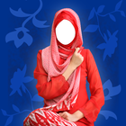 хиджаб женщина фотомонтаж - модная одежда иконка