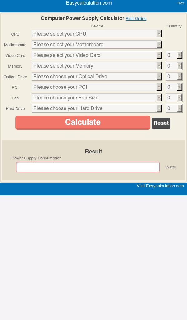 PC Power Supply Calculator for Android - APK Download