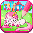 Icona unicorni magici coloring book - disegnare