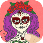 Halloween Malbuch - Malen Mexican Skulls Zeichen