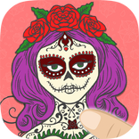 Halloween Buku Mewarnai - Cat Meksiko Skulls