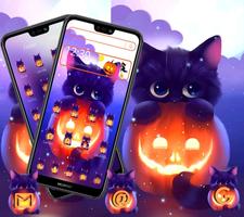 Thème de chat Halloween sombre Affiche