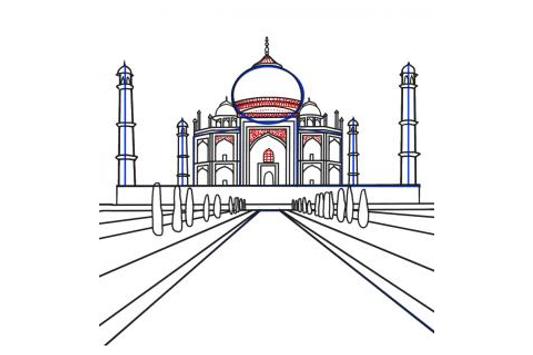 the description of how to draw taj mahal