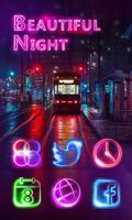 Beautiful Night 3D Launcher Theme Affiche