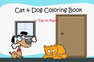 Cat and Dog Coloring Book Kid Poster