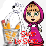 how to draw masha step by step icon